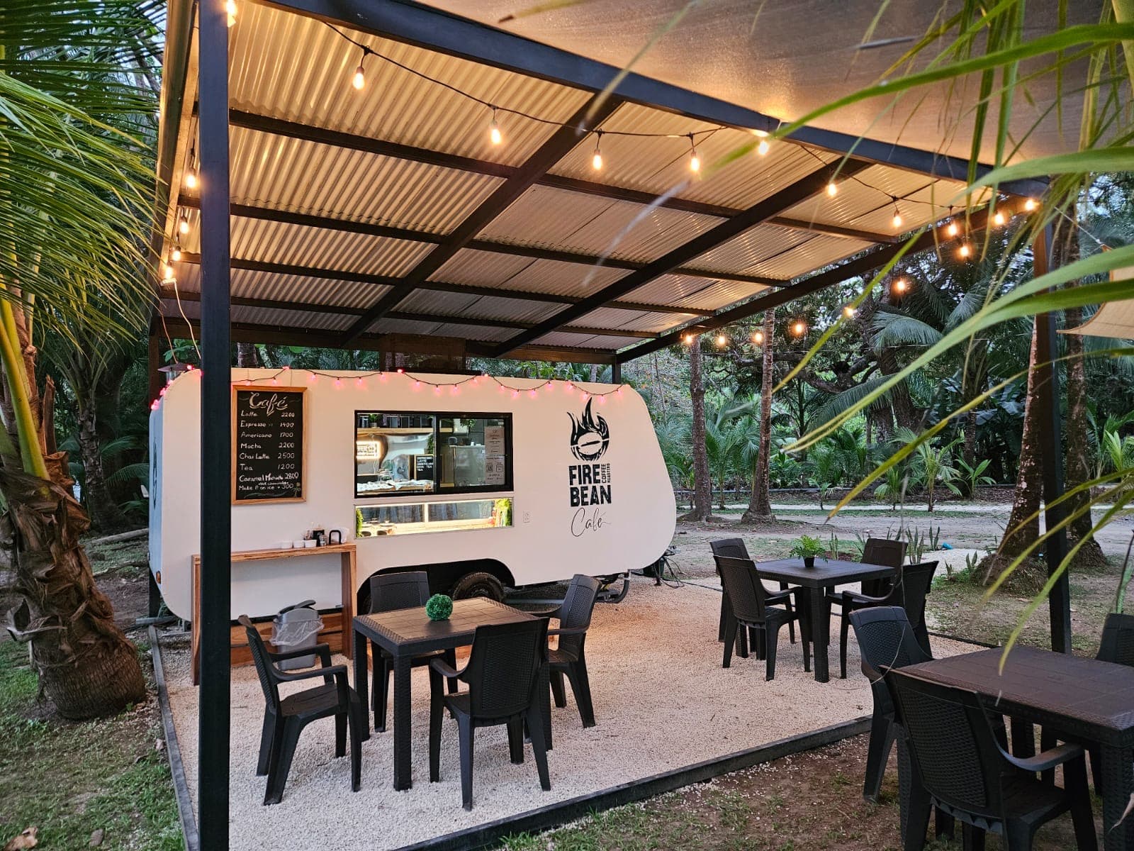 Fire Bean Cafe outdoor coffee bar with patio seating