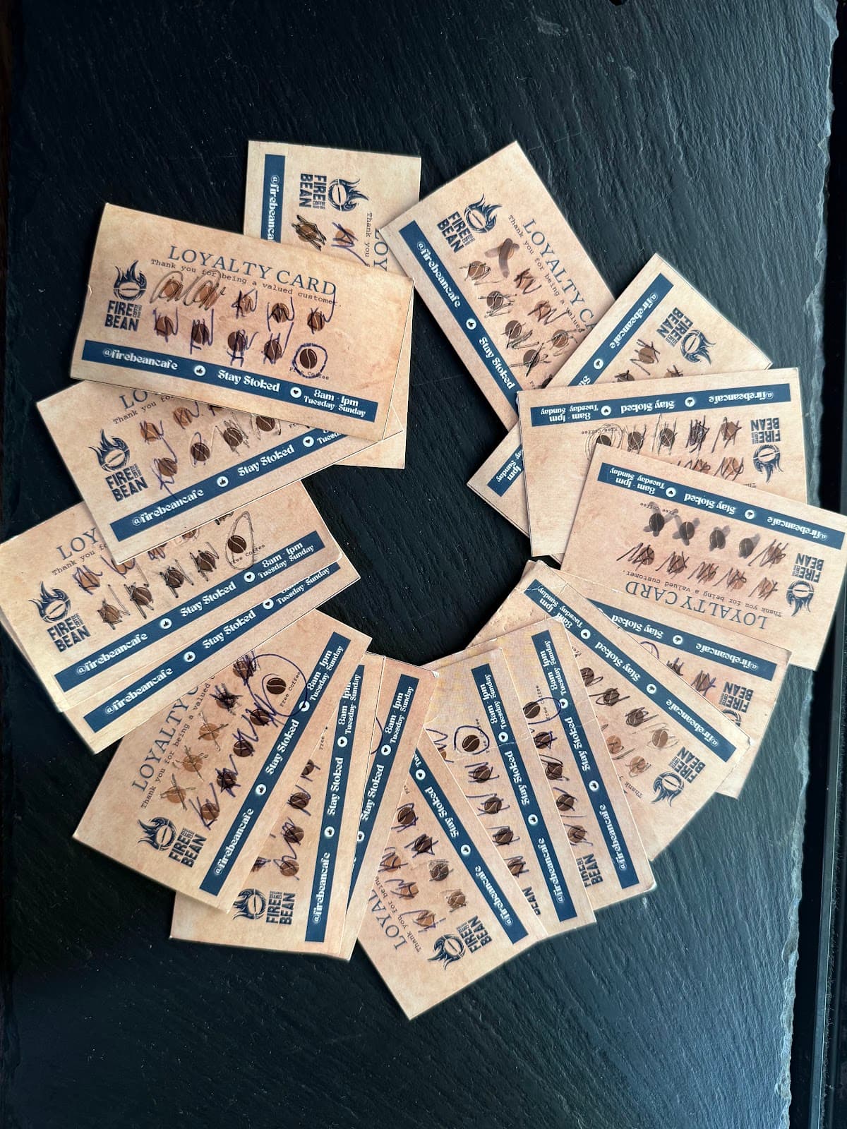 Fire Bean Cafe loyalty cards